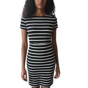 FOREVER 21 BLACK & WHITE STRIPE DRESS SZ.M EUC.